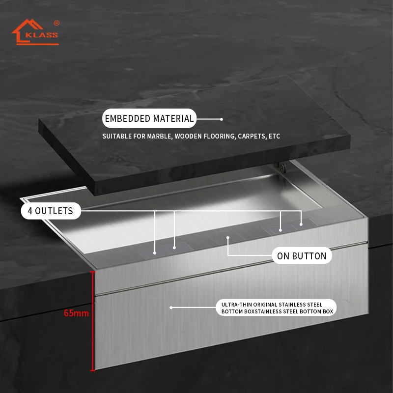 KLASS 1 2 3 4 gang 13A 16A 20A 45AOEM/ODM US EU UK JP AU socket plate Under floor service electrical outlets hidden floor box