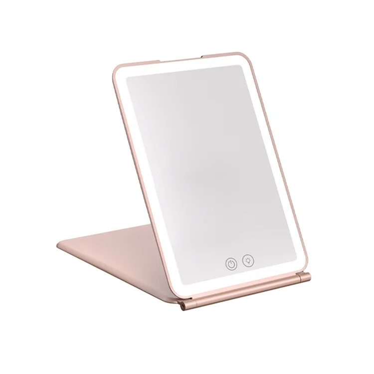 Touch Screen Make Up LED Mirror Travel Makeup Mirror Cosmetic Folding Portable Pocket With LED Light Makeup Mirror
