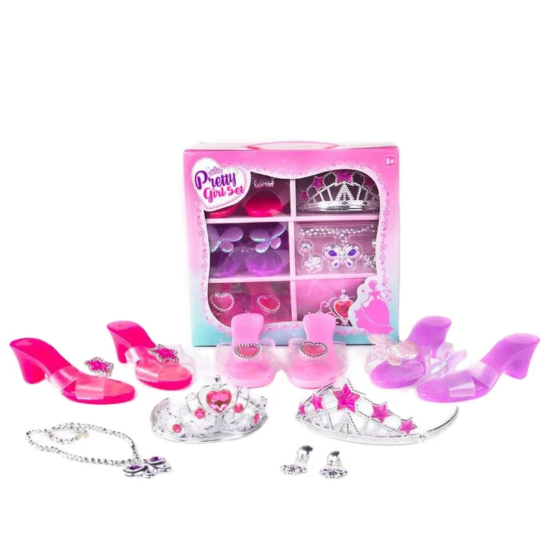 Игрушки принцессы нарядные туфли и ювелирные изделия Бутик для девочек притворный игровой набор модные аксессуары короны ожерелья кошельки кольца