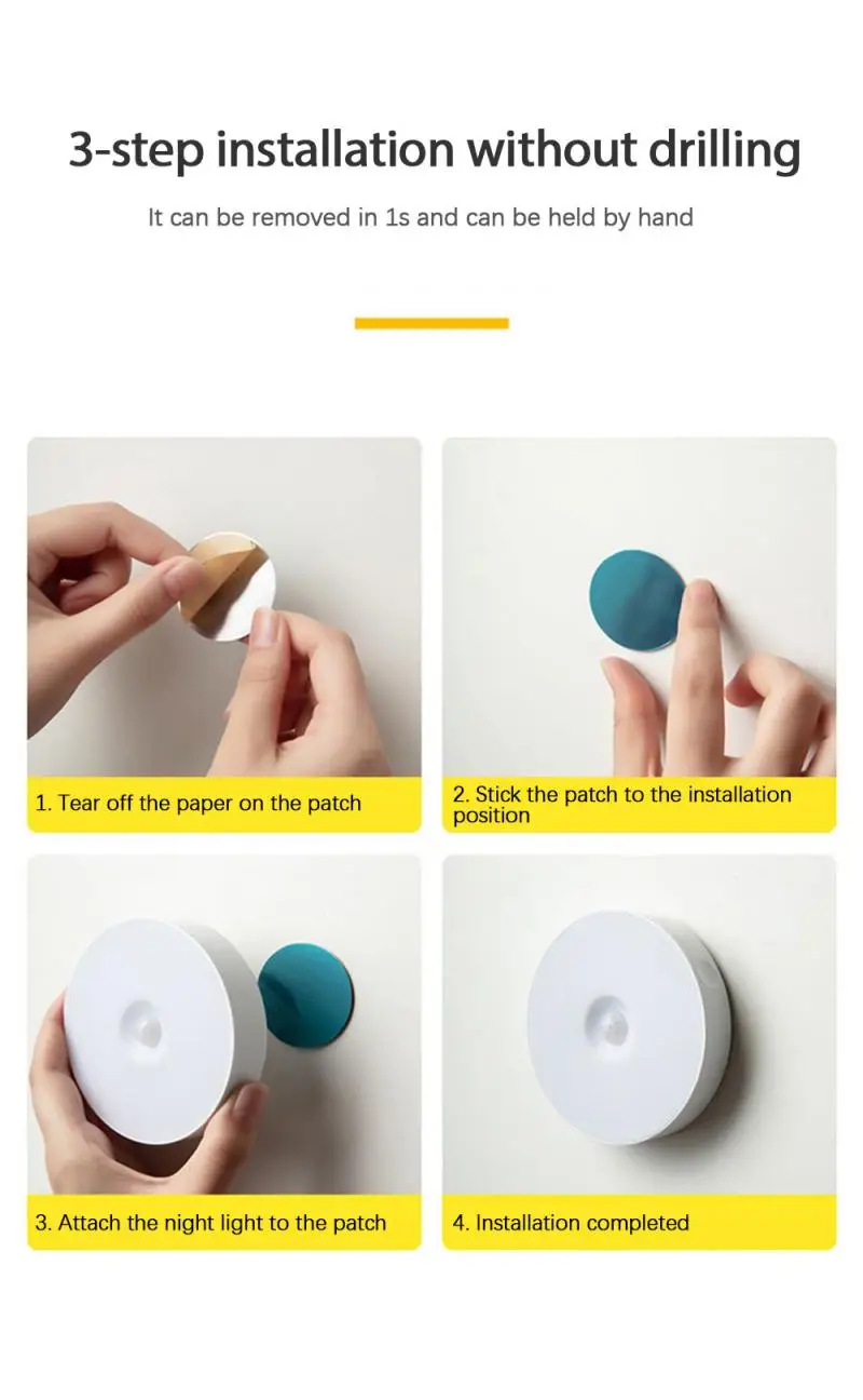 Bedroom Motion Sensor LED Night Light Room Decor LED Lamp 3AAA Battery Home Decoration Light For Stairs Hallway Closet Lights