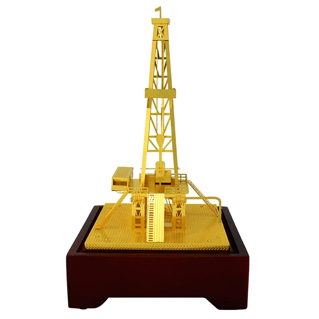 Подставка для бурения нефтяных скважин Derrick латунная скульптура с деревянной основой настольная модель месторождений