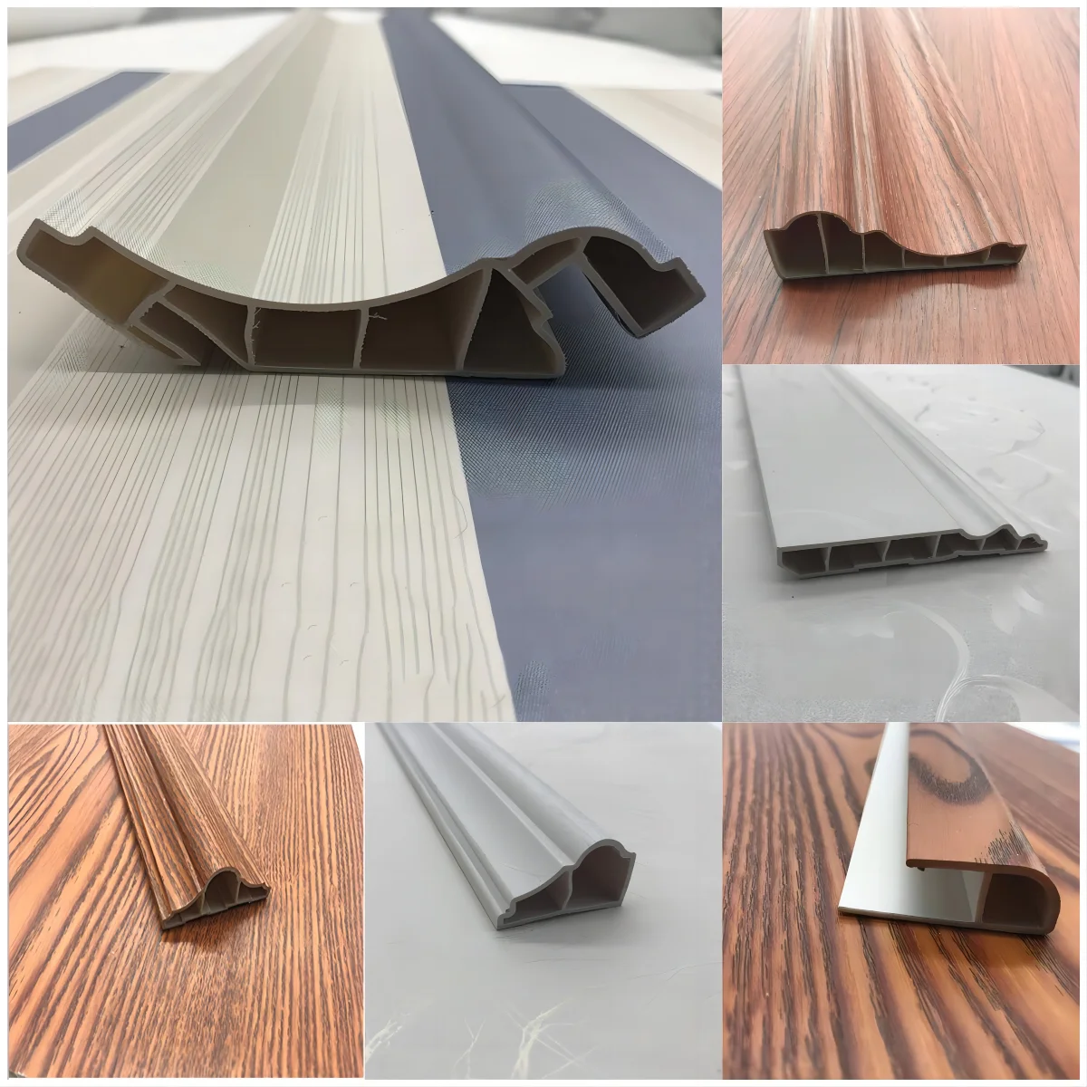 Factory Price Indoor Decoration Skirting Board PVC Film Cladding Polymer Baseboard WPC Moulding Skirting Line