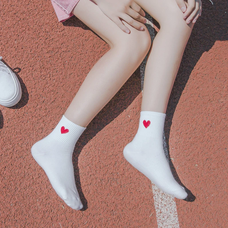Cute Cotton Crew Funny Aesthetic Novelty Colorful Comfortable Warm Heart Ankle Socks Summer Women Teens Girls Socks