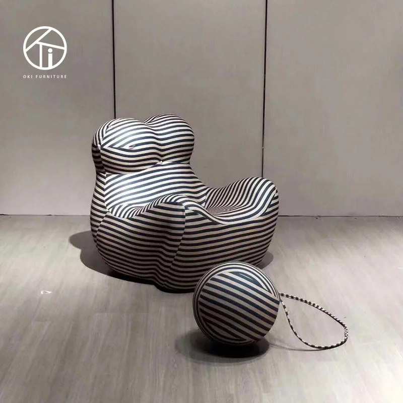 modern Leisure Recliner Sofa with feet rest  Fashion Living Room Chair stripe fabric Upholstered Velvet Fabric Lounge Chair