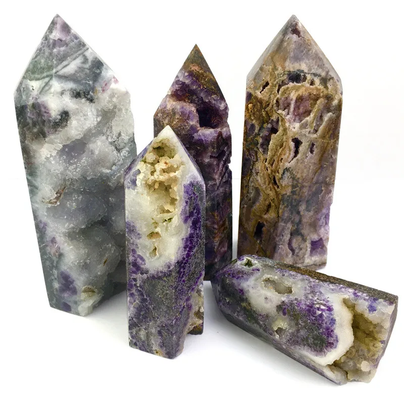 Особый геодовый камень, Кварцевая палочка, точка башни Sphalerite, башня из натуральных кристаллов, фиолетовая башня Sphalerite