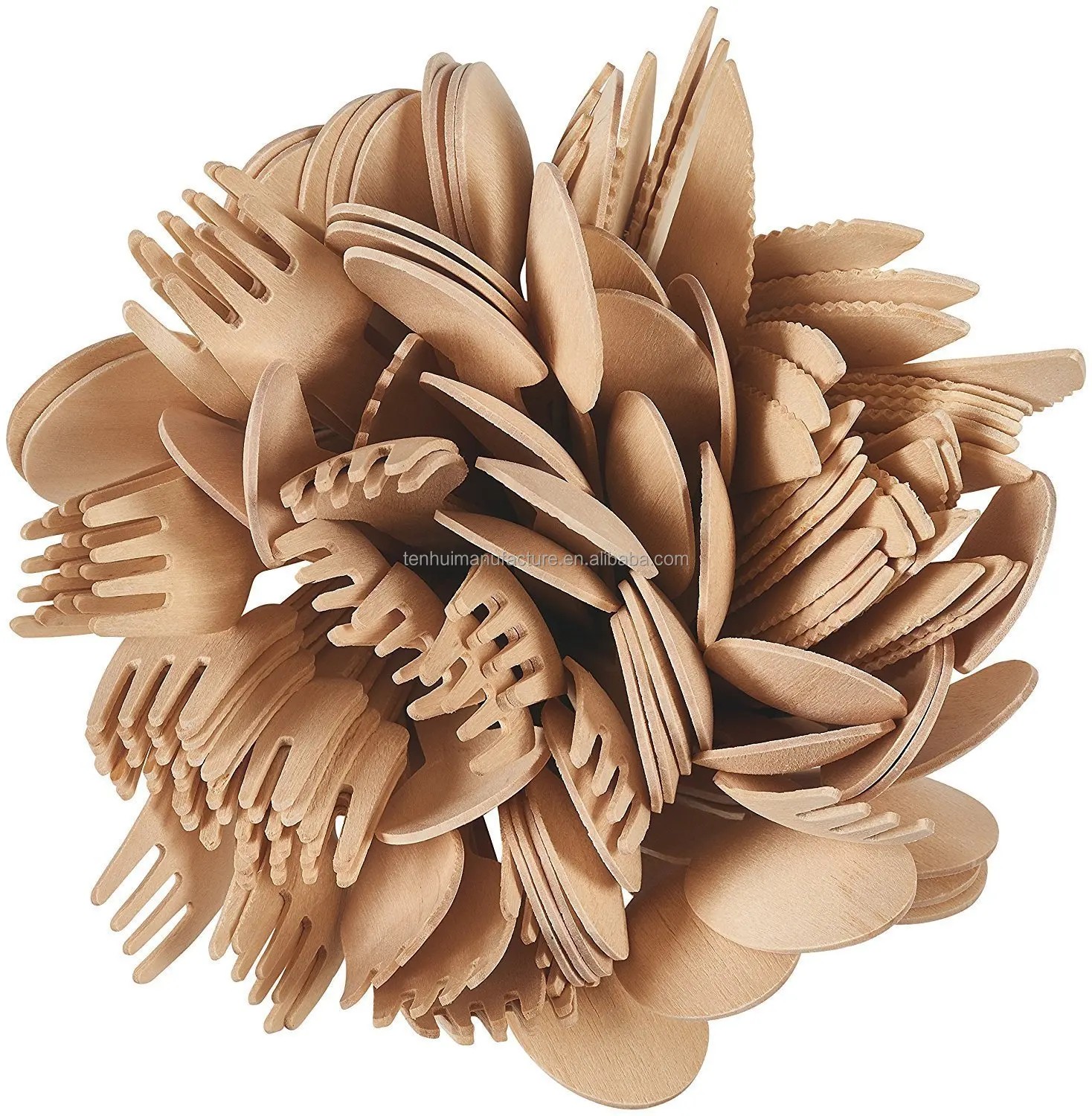 300 pcs eco friendly disposable wooden cutlery kit wooden utensils wooden spoon fork and knife