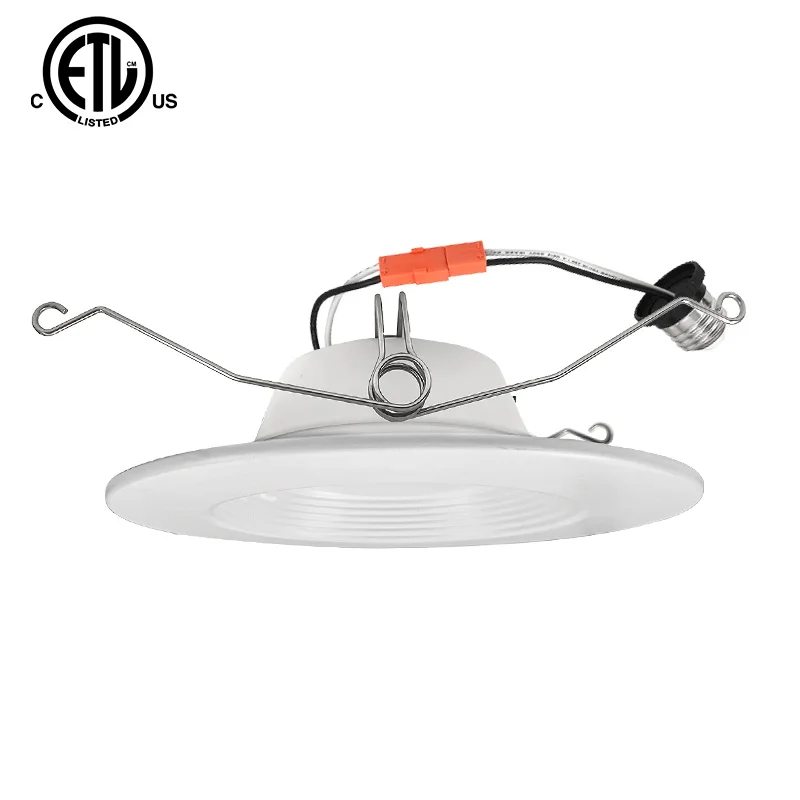 Hot Selling ETL Listed E26 TP24 LED Retrofit Downlight 6inch 15W 5CCT Adjustable 90-130V Baffle LED Can Lights retrofit kits