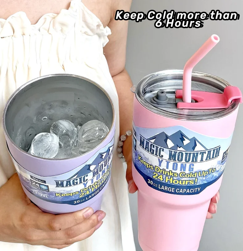 New 900ML 30oz Stainless Steel Travel Mug Amazon Fashion Handgrip Cup Tumbler Vacuum Flask Thermos 3D DIY Coffee Mug Adults