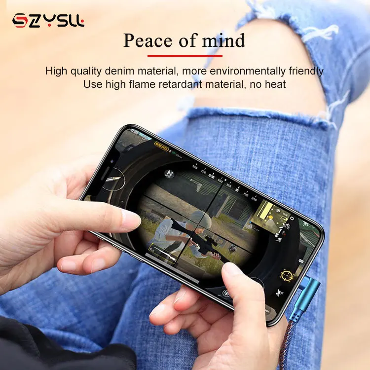 
Fast Charging Aluminum Braided right Angle Type c Micro 90 degree USB C Cable for Game 