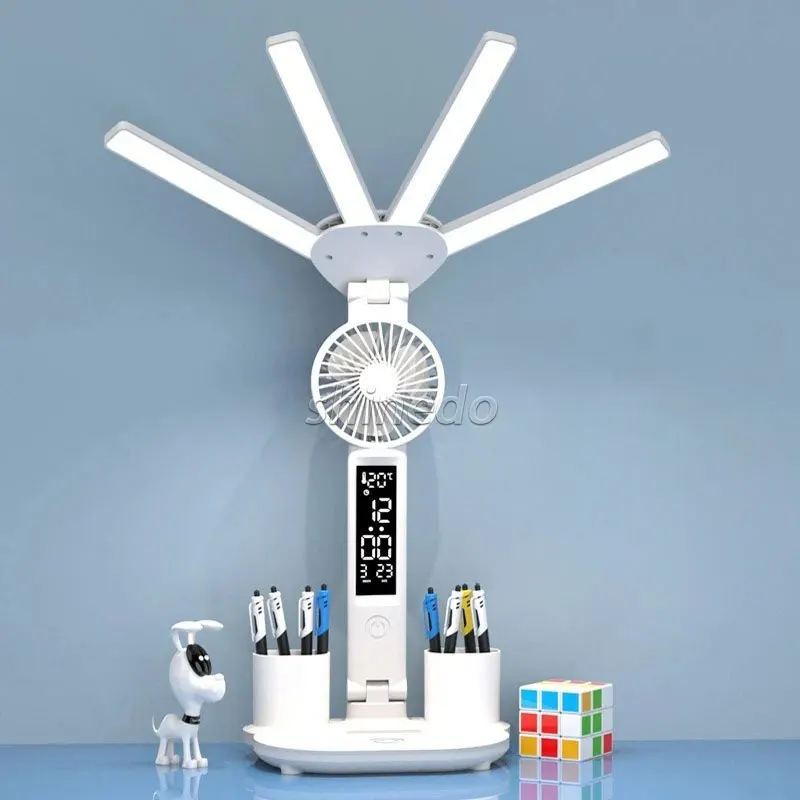 Eye protection LED desk lamp Foldable with learning fan in student dormitory Smart desk lamp