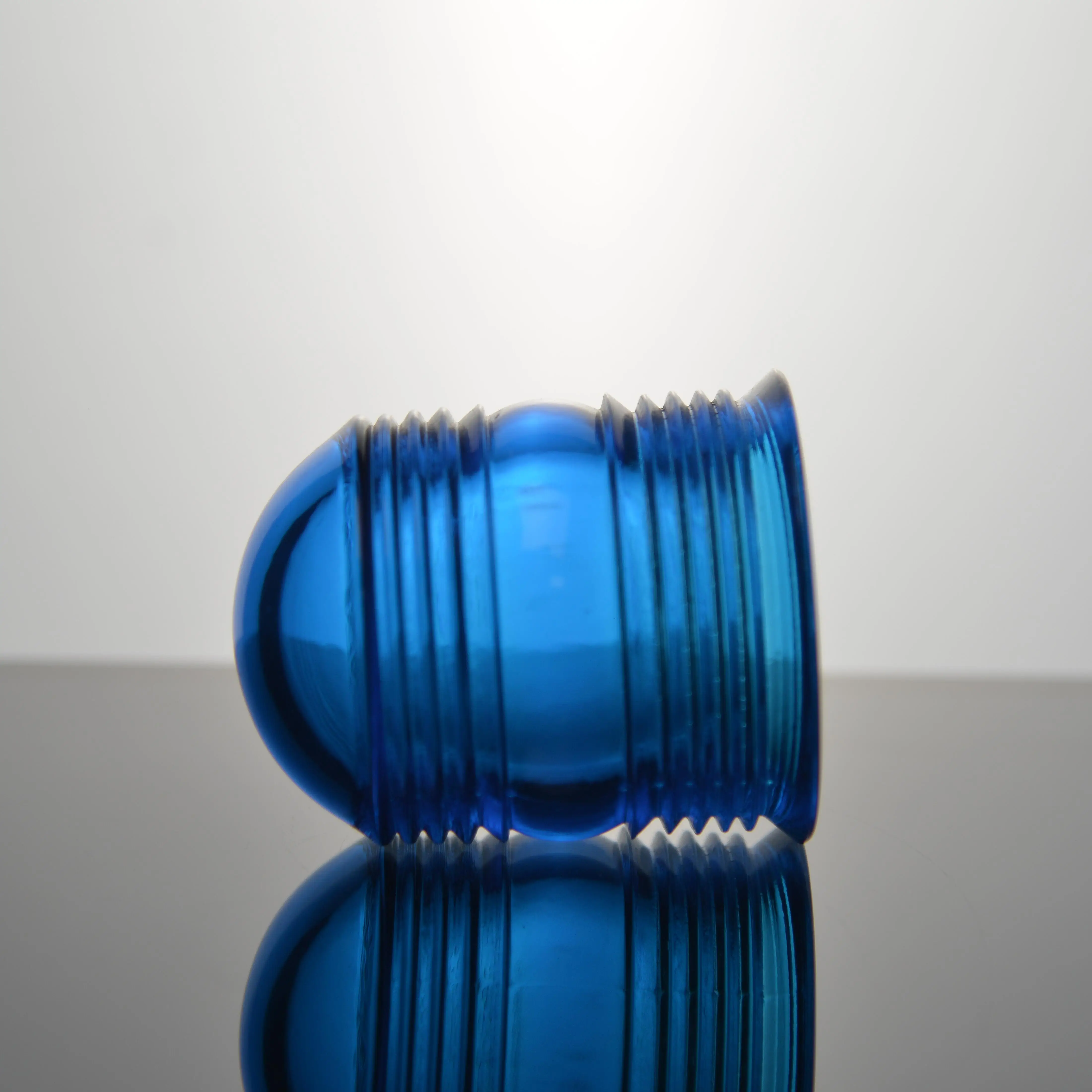 Factory custom size color shape pressed cover blue glass lampshade for aircraft obstruction light signal light