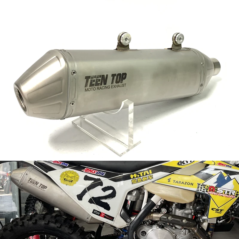 Stainless Steel Universal offroad bike exhaust muffler silencer For Husqvarna FE501 FE450 FC350 2017~2019 Moto Exhaust