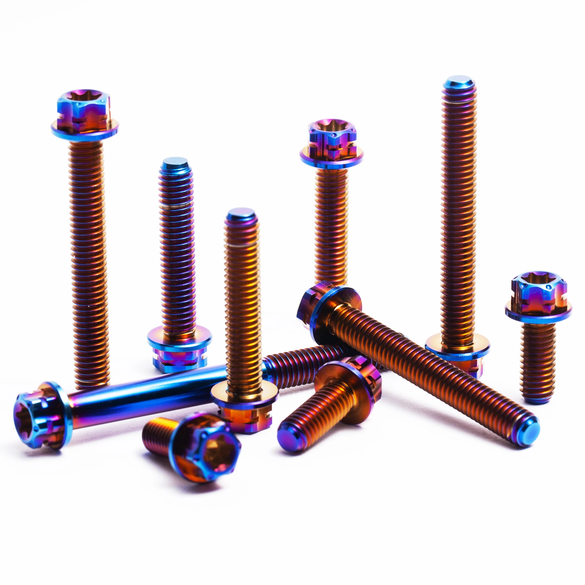 Titanium Alloy TC4 Outer Hexagon Flange Bolt ISO Metric Fastening Screws with Finish for Automotive Modificat