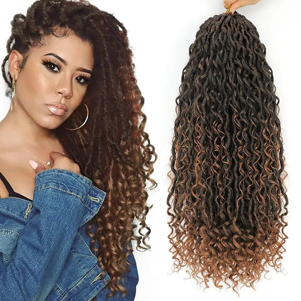 factory price 18 inches synthetic hair extension goddess Faux Locs Curly afro braid