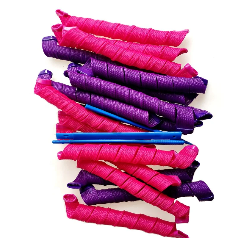 18 Pcs/set Hair rollers  Easy to Use Wave Hair Curlers Styling Kit Spiral Hair Curlers with 3 Pcs Styling Hooks and Mesh bag