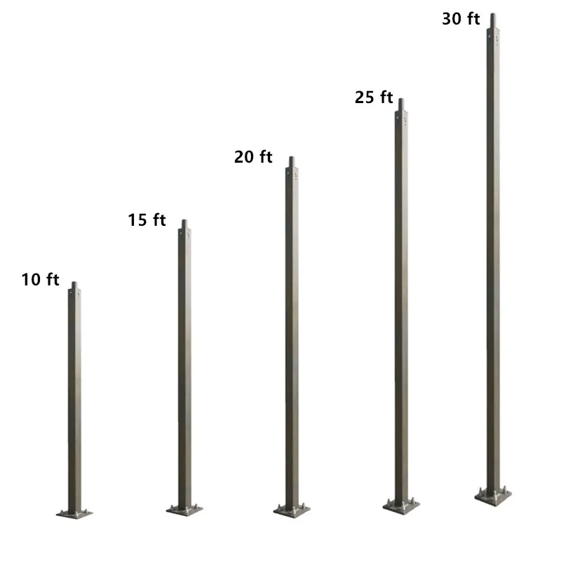 In Stock ETL Certificate Hot Dip Galvanized square steel street light pole for car parking