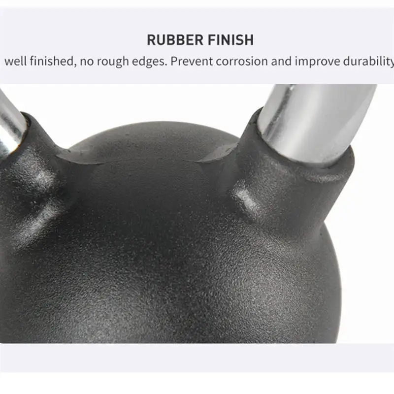 Custom Logo Cast Iron Kettlebell Chrome Handle Kettle Bells Gym 4KG-32KG Weights Rubber Coated