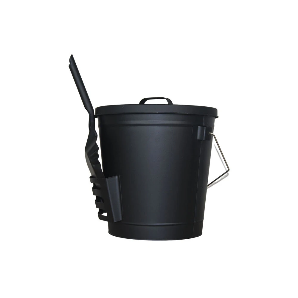 Gallon Galvanized Bucket Black Ash Bucket Bin With Lid Iron Fireplace Ash Coal Black Bucket Can With Silver Plating