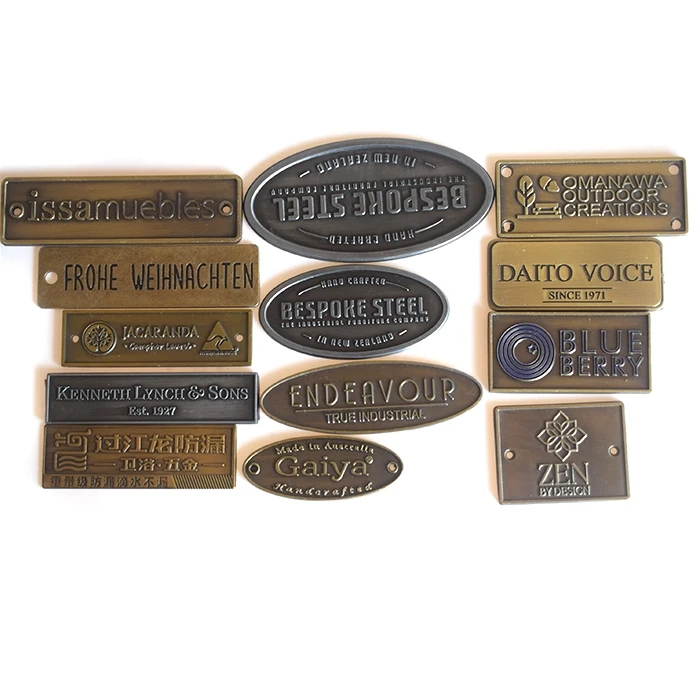 Factory Custom High Quality Metal Clothing Labels Tag Alloy Bag Label Exquisitely Carved Metal Brand Logo Label