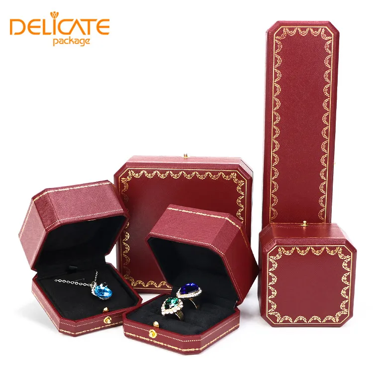 Custom Logo Velvet Earring Ring Box Luxury Red Portable Packaging Wedding Travel Necklace Gift Snap Double Ring Jewelry Box