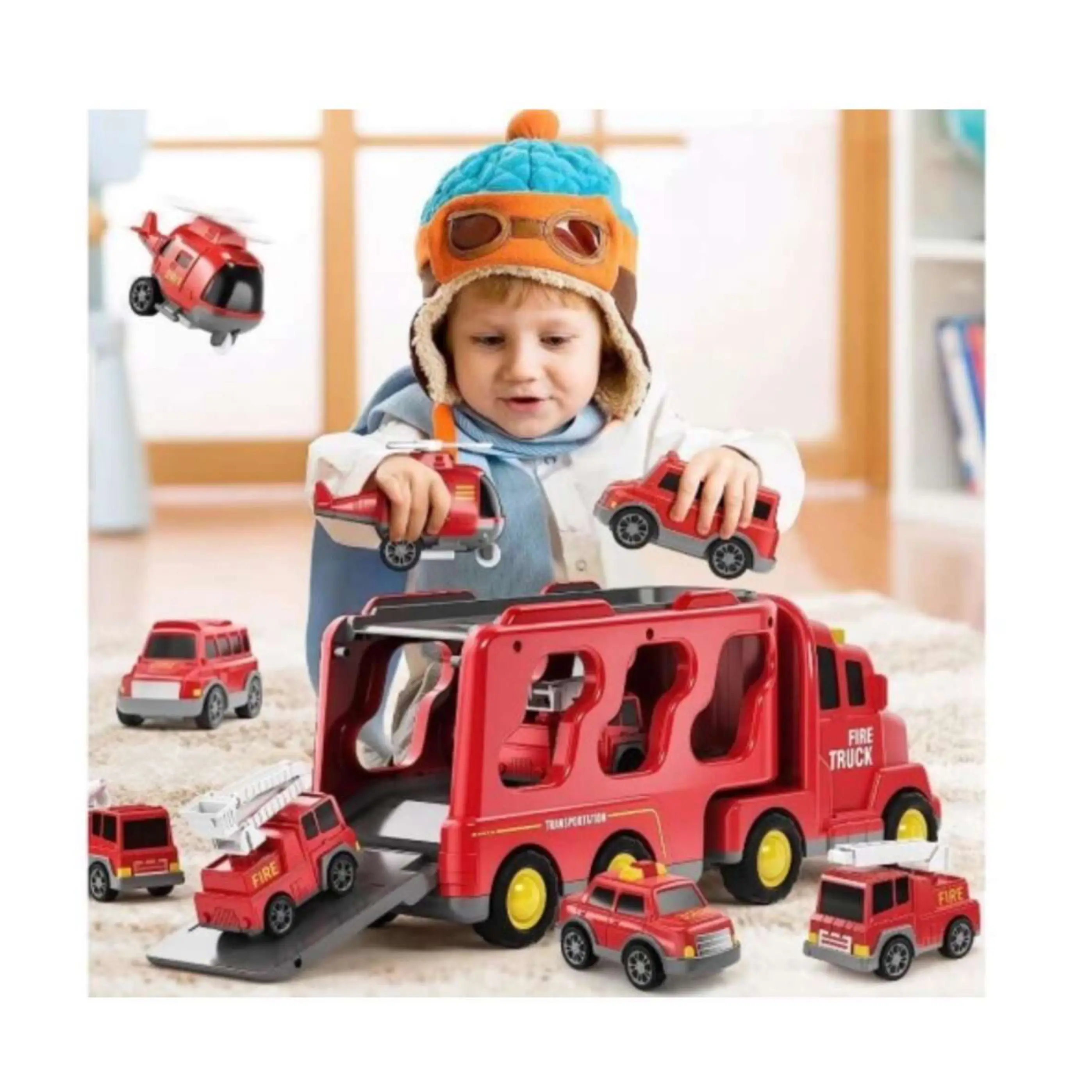 Amazon Hot Selling Construction Toy Cars And Trucks 5-in-1 Friction Power Vehicle Car Toy Carrier Truck Toys for Kids