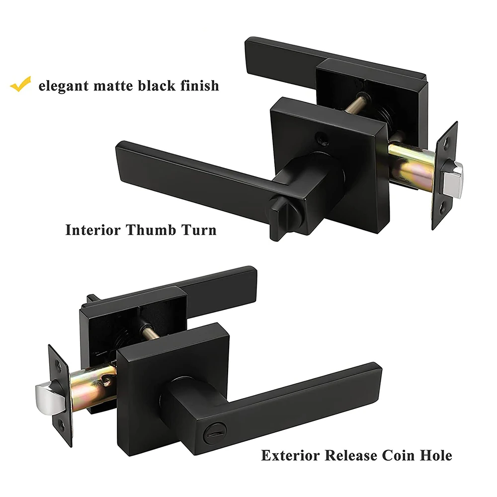 Цилиндрический дверной замок, верхняя защита для конфиденциальности, для спальни/интерьера/входа, дверная ручка матового черного цвета, рычажный замок
