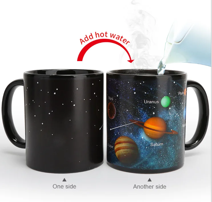 Novelty Magic Ceramic sublimation Coffee Mug 11 oz Heat Sensitive Solar System Unique Ideal Gifts tea cup color changing