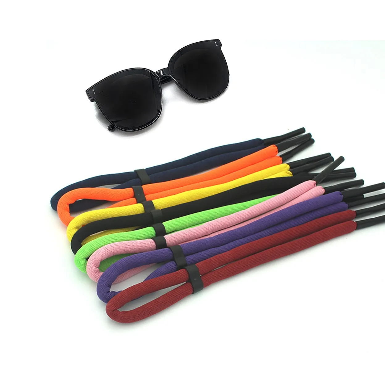 Custom Logo Adjustable Floating Sunglass Strap Cord Holder Eyewear Retainers Floating Croakies for Sports