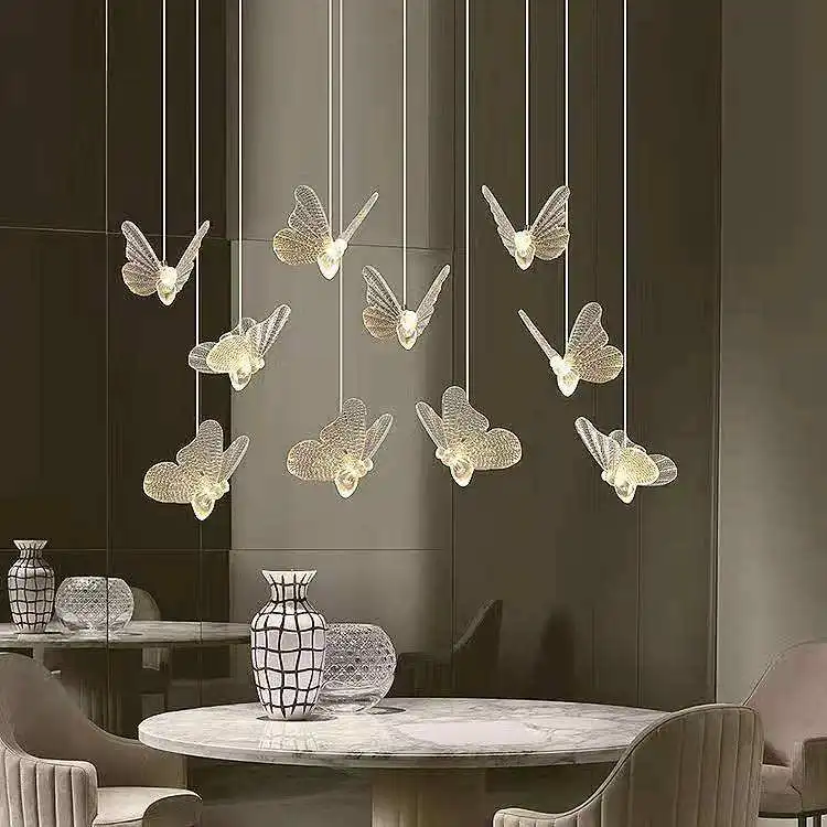 Wedding Acrylic Material Clear Butterfly Light for Wholesale Romance Wedding Hall Hanging Butterfly