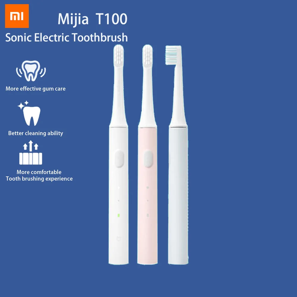  Оригинальный Xiaomi Mijia Ультразвуковая электрическая зубная щетка Mi T100 красочные USB перезаряжаемые IPX7 водонепроницаемый Travle scoocl