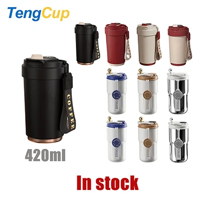 TY 420ml customized logo stainless steel portable with coffee intelligent temperature-indicating insulation mug