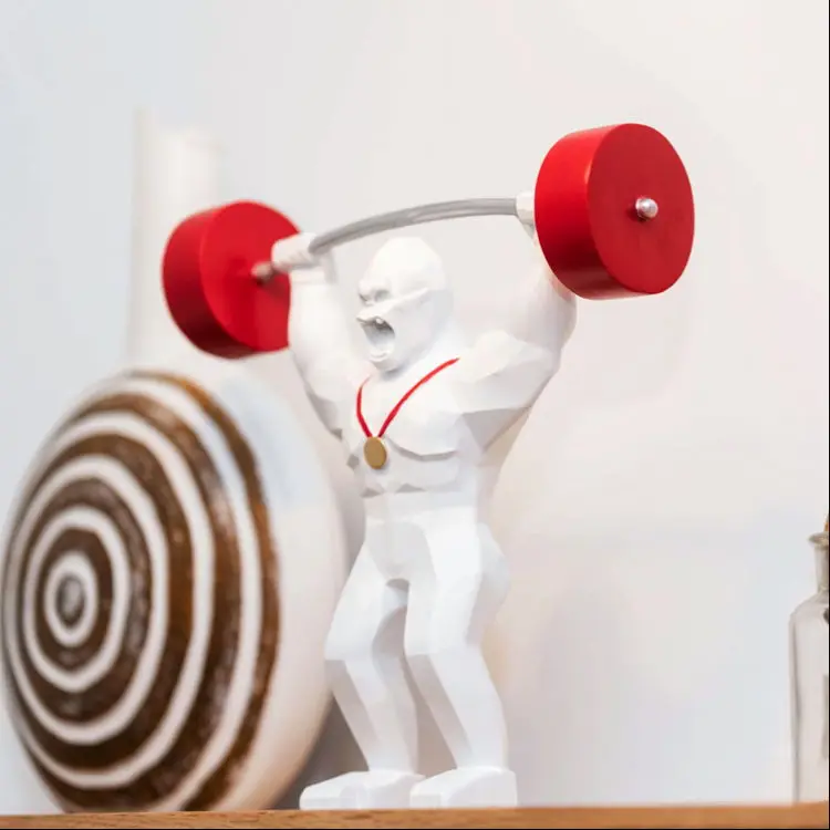 Creative Sports Competition King Kong Figures Home Decor Geometry Figura Gorila 25Cm Weightlifting Resin Gorilla Statue
