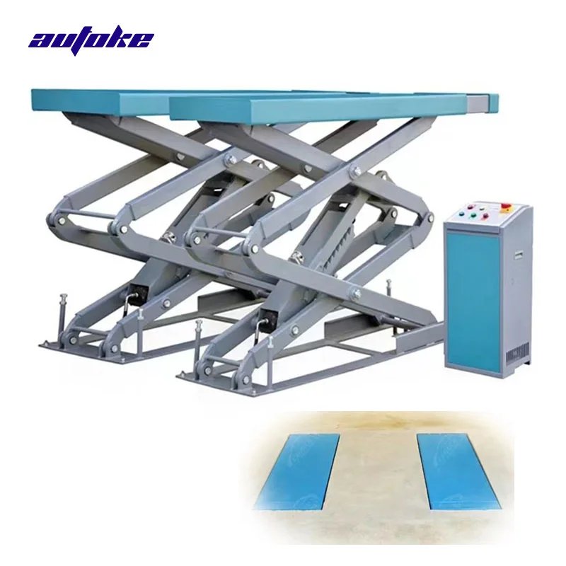 AUTOKE In-ground 4000kg Scissor Car Lifts scissor auto lift electric lock full rise hydraulic scissor car lift for car repair