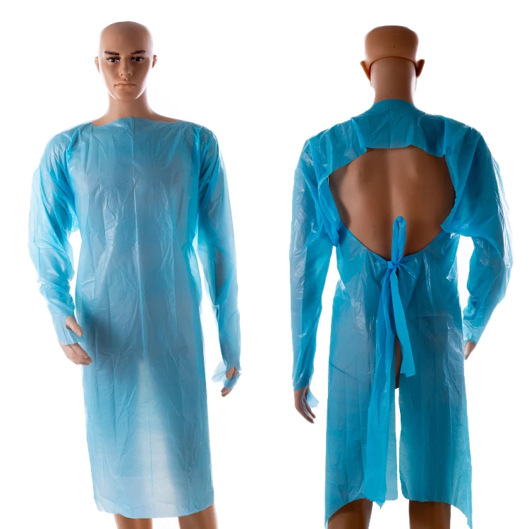 Medical Individual Package Disposable Isolation Gown CPE Gown with Thumb Holes 10pcs/pack
