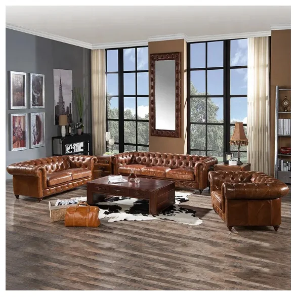 High-quality chesterfield leather sofas for home luxury couches leather sofa chesterfield classic for living room