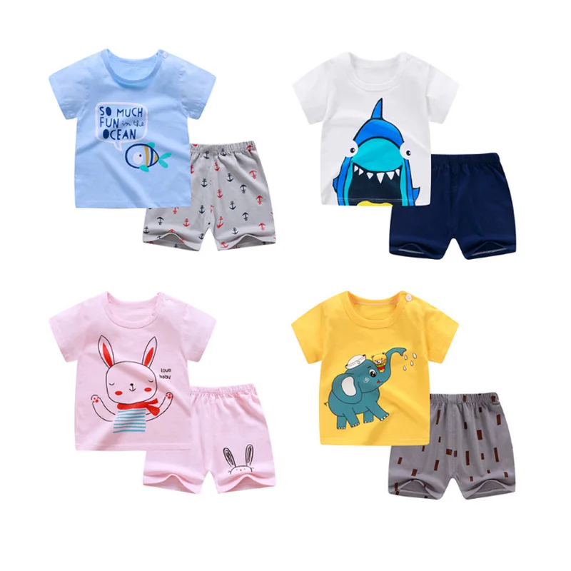 2022 Fashion summer children clothes toddler items short sleeve T Shirt pants suits pajamas kids boys girls baby clothing sets