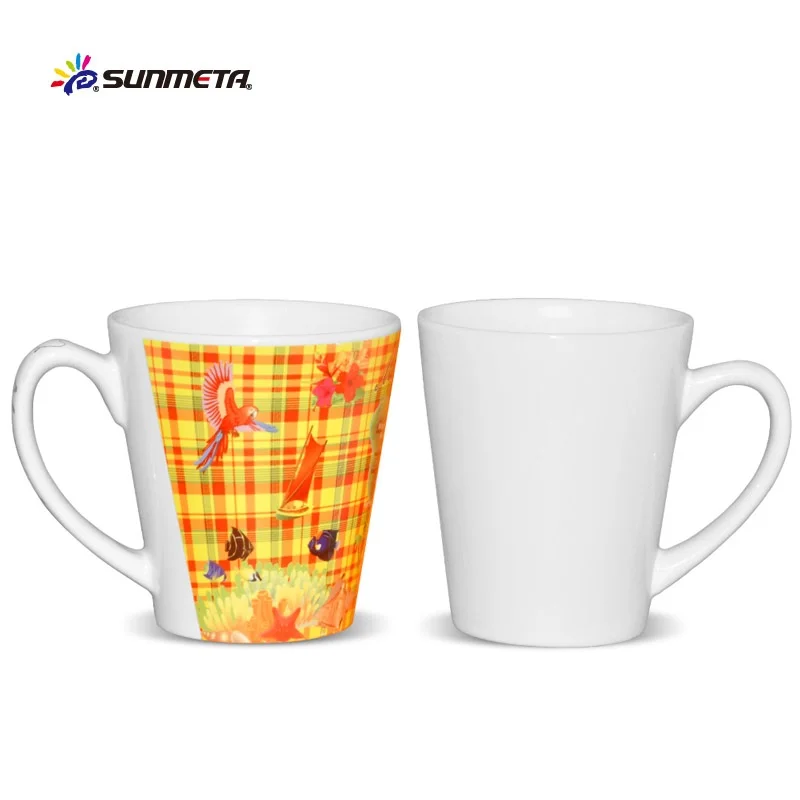 Sunmeta good quality blank 12oz ceramic conical sublimation mug for sublimation