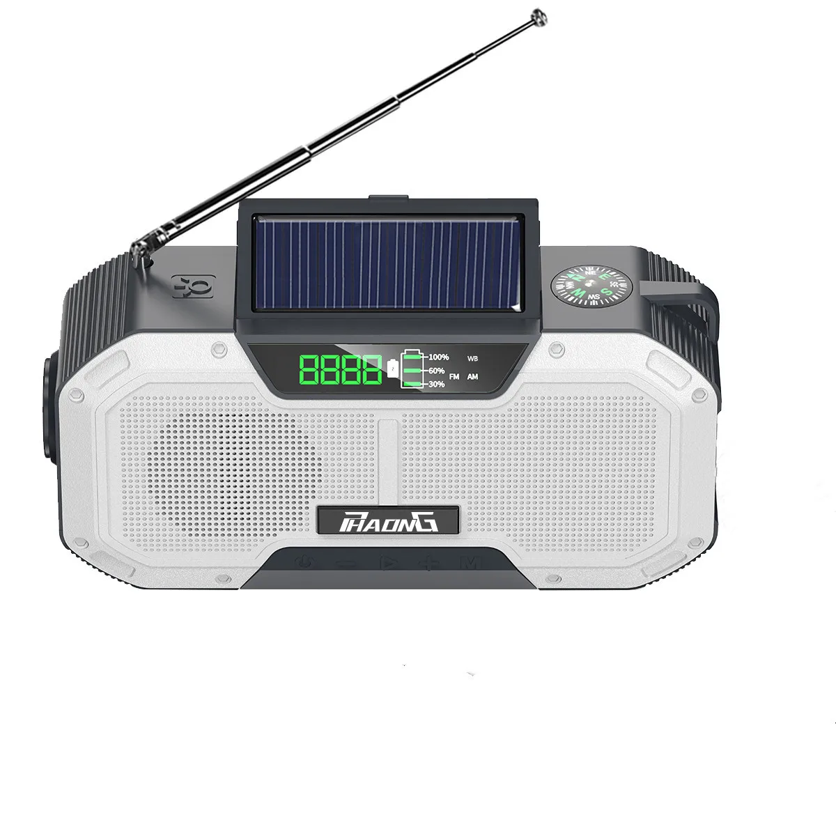 Solar Powered Am Fm Radio Emergency Hand-crank Radio With Bright Flashlight,Sos Alarm And 5000mah Power Bank