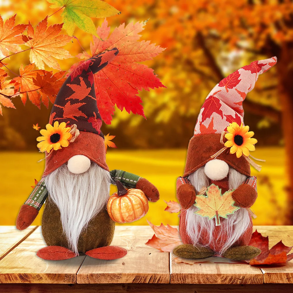 Plush Harvest Festival Thanks Giving Gnomes With Light For Autumn Elf Ornaments Festival Plush Decor Gifts Swedish Gnok
