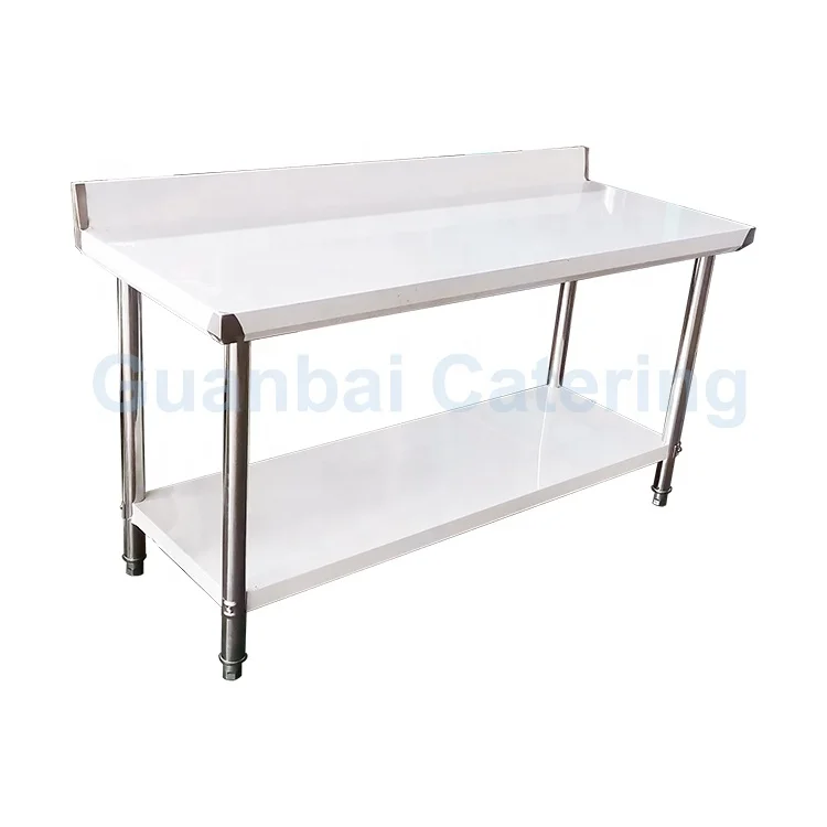 heavy duty two layers bakery tables steel metal table stainless steel kitchen work tables for food prepping and cutting