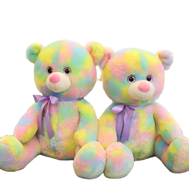 
Factory wholesale price plush teddy bear rainbow bear plush toy family decorated for Christmas 