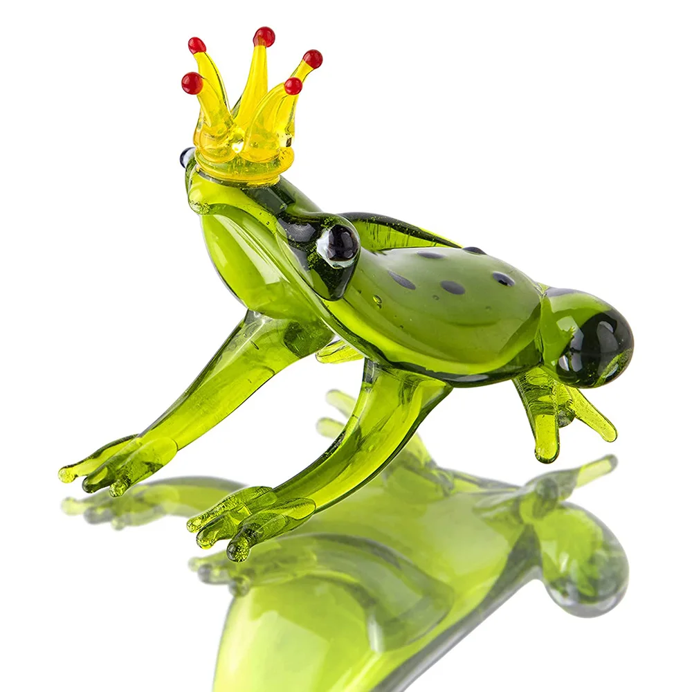 Custom garden home decor murano mini glass animal crafts ornament funny decor Customized green frog figurines