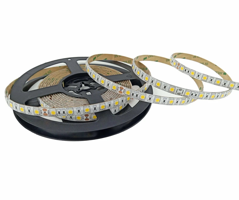 5050 led strip light aluminum profile ceiling 60led 3/4/6000k motorcycle led strip 12w 10mm double row led strip