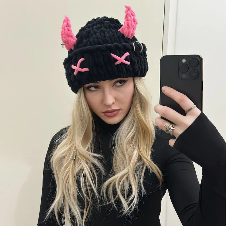 HZM-24439 Crochet bunny hat Frog Ski snowboard mask Helmet Balaclava Knitted bunny balaclava for women