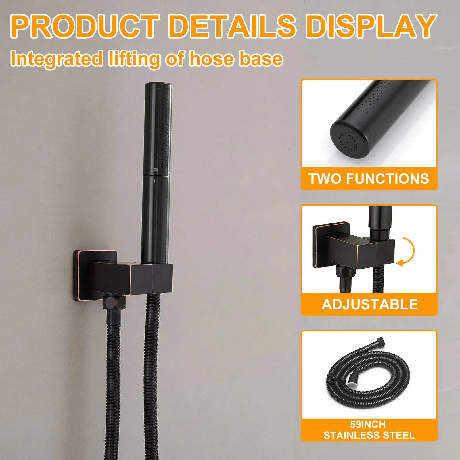 Luxury Concealed Bathroom Rain Mixer Shower Faucet Combo Set Wall Mounted Rainfall Shower Head System