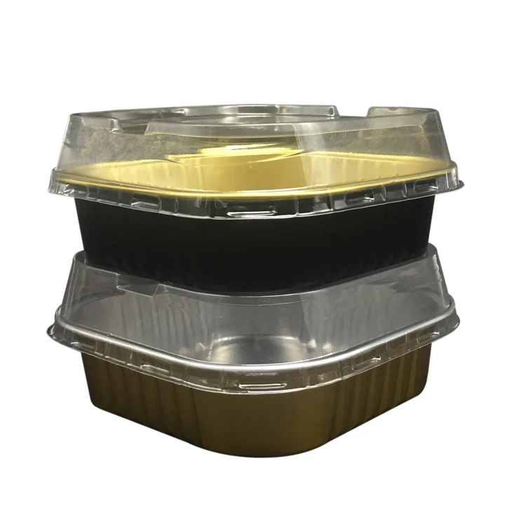
220ml Square golden resuble aluminum foil cups for muffin cupcake baking with domn lids 