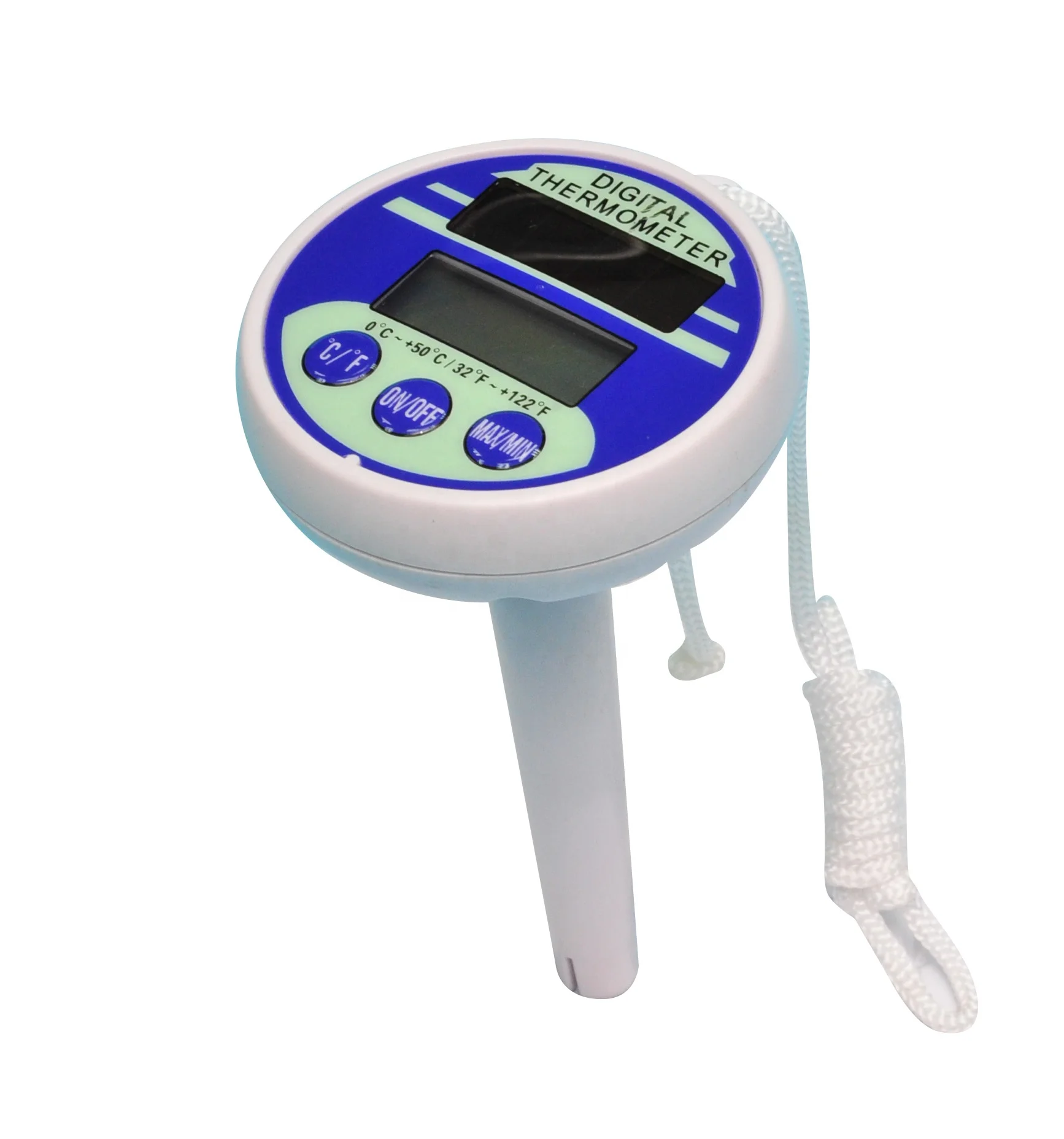 Solar Powered Digital LCD Thermometer Large Floating Easy Read For Water Temperature Shatter Resistant With String For Outdoor A