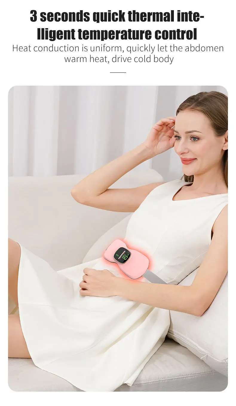 Factory Hot Compress Smart Warm Palace Belt Menstrual Heating Pad   Period Cramp Massager Vibrating Heating Waist Belt