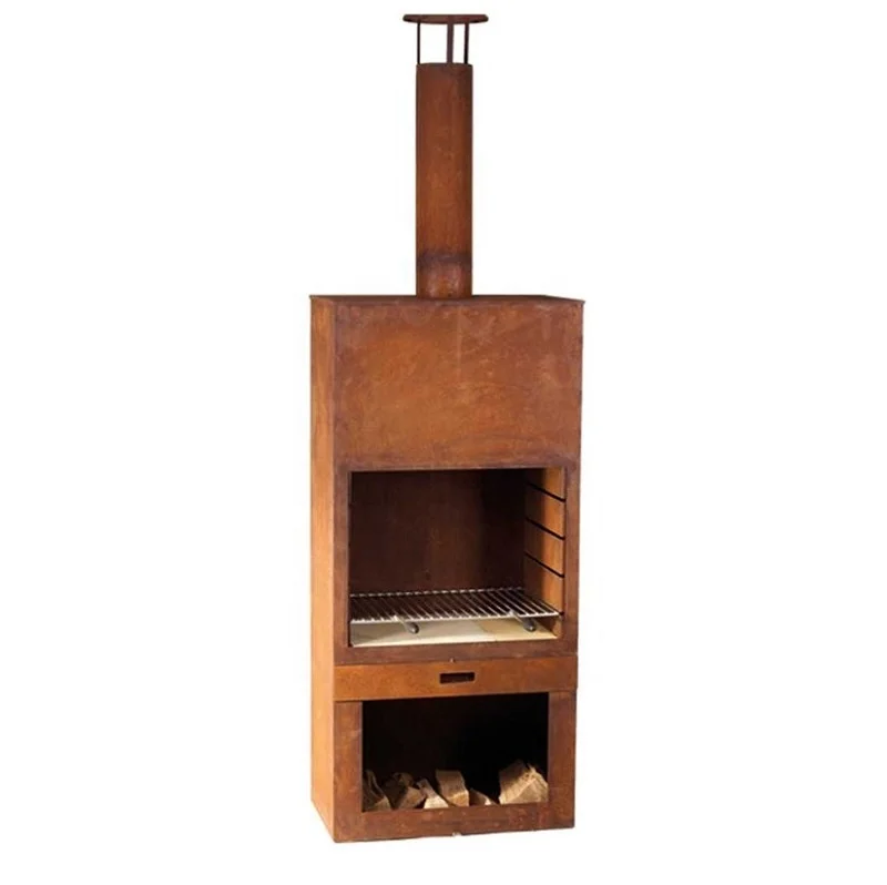 Садовый дымоход открытый стальной камин Corten