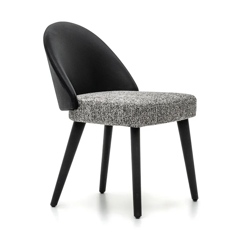 Black Grey Leather Linen Fabric Upholstered Nordic Solid Wood Chair Coffee Shop Furniture Home Dining Room